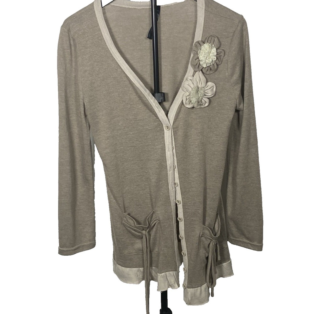 Dance in Paris Sweater Women's L Tan Cardigan